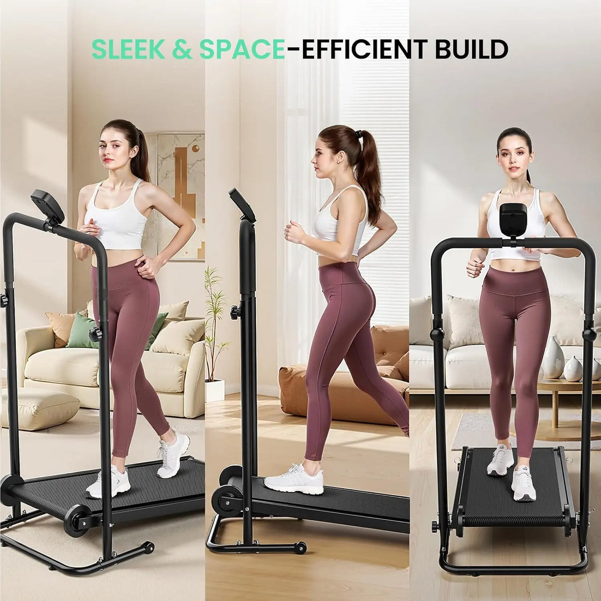 Manual Folding Treadmill with Dual Flywheels - Non-Electric, Compact Fitness Equipment for Home and Gym Workouts