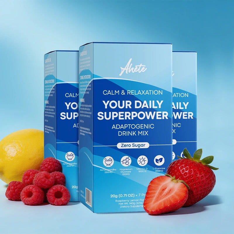 Ahete Adaptogenic Drink Mix Powder with Ashwagandha, Magnesium, L-Theanine - Stress Relief, Calm Focus, Sleep Support,Sugar-FREE