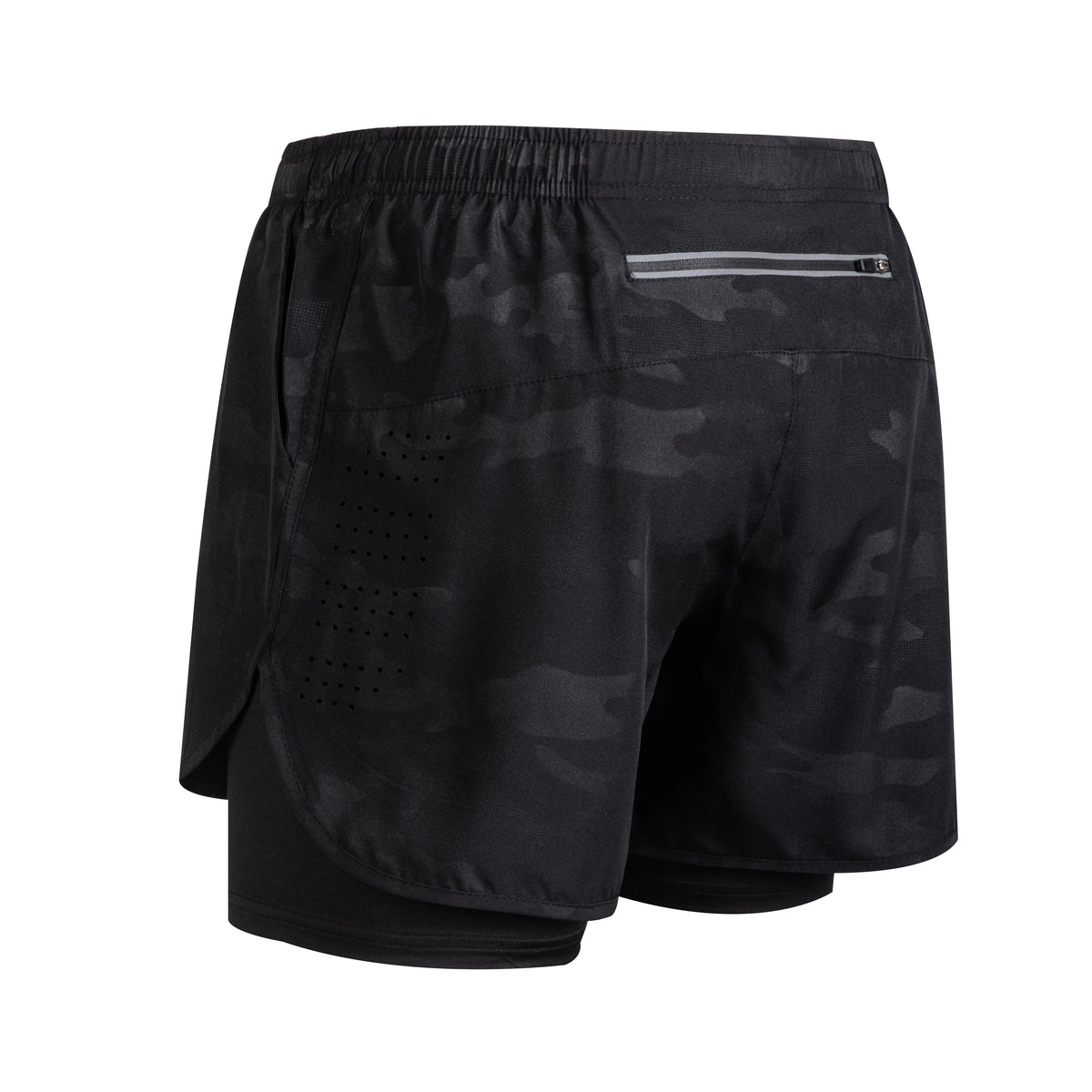 Men's Running Shorts Quick Dry Fitness Black Double Layer Sport Workout Training Bodybuilding Short Pants New