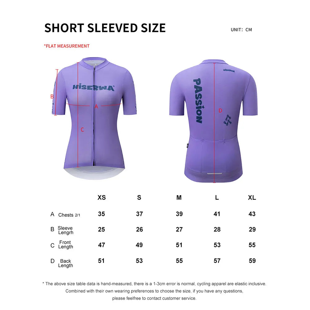 HISERWA Women Cylcing Jersey Summer High Quality Road Bicycle Jersey Short Sleeve YKK Zips Small Size Slim-Fit Breathable Shirts