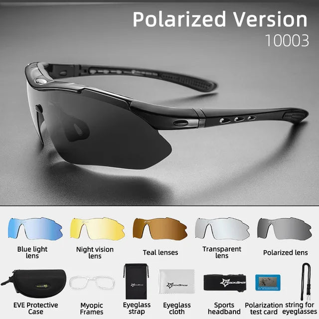 ROCKBROS Photochromic Bicycle Glassess Cycling Glasses Polarized Sunglasses Myopia Frame MTB Mountain UV400 Bicycle Goggles