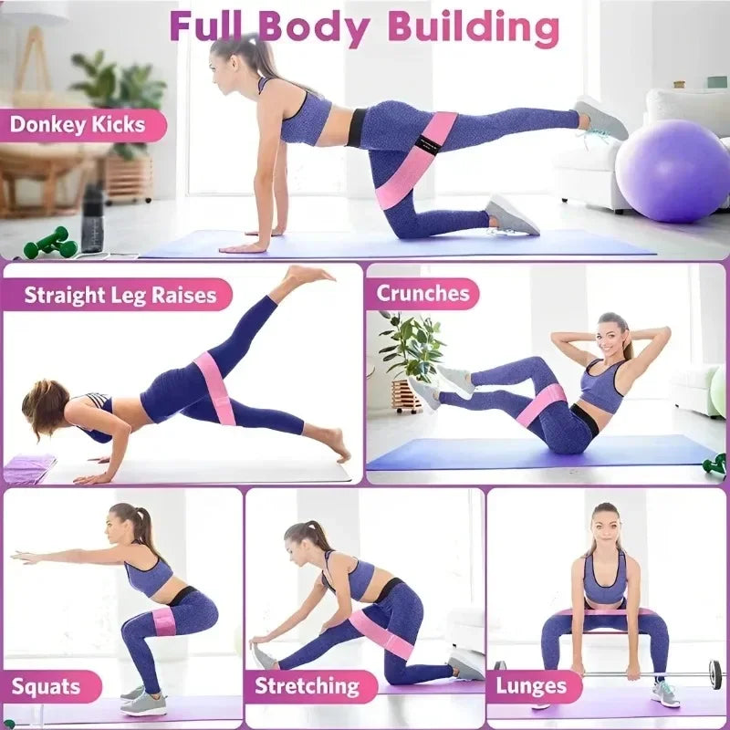 Non-Slip Fabric Booty Bands Widen Resistance Bands for Hip Legs Working Out Home Fitness Pilates Yoga Stretching For Women Men