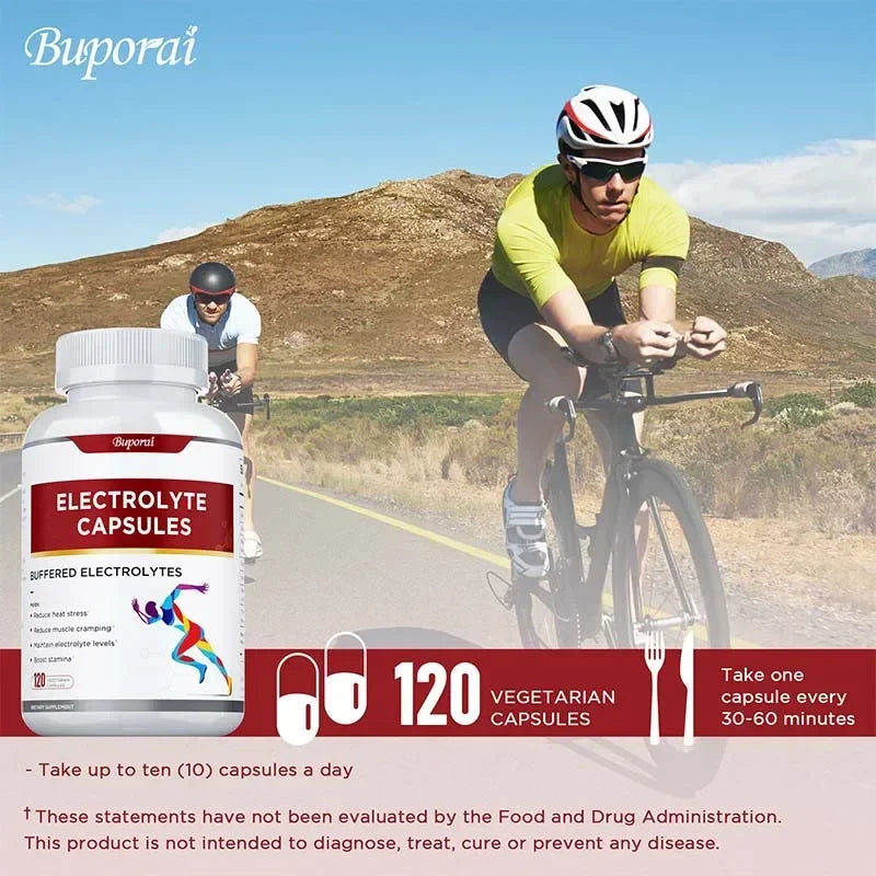 Electrolyte Capsules - Supports Electrolyte Balance, Relieves Stress, Supplements Sports Nutrition, Improves Endurance, Non-GMO