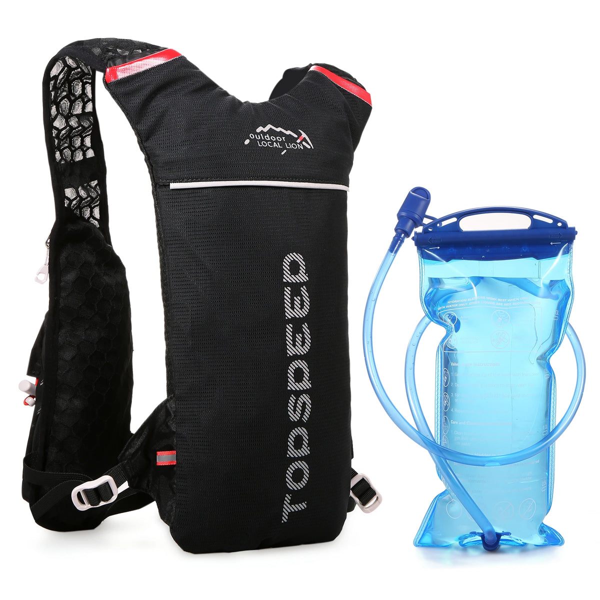 Sports hydrating vest Hydrating bag backpack with 2L water bag Ultra-light and breathable hydrating vest, suitable for outdoor running, riding, mountaineering and fishing