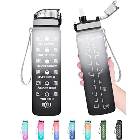 Water Bottle, Leakproof BPA and Toxic Free, Motivational Water Bottle with Times to Drink and Straw, Fitness Sports Water Bottl