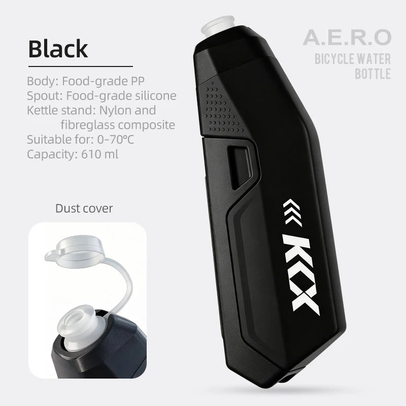 KKX Aerodynamic Bicycle Water Bottle Bracket Set 610ml PP Material Cycling Water Kettle Squeeze Style MTB Road Bike Water Bottle