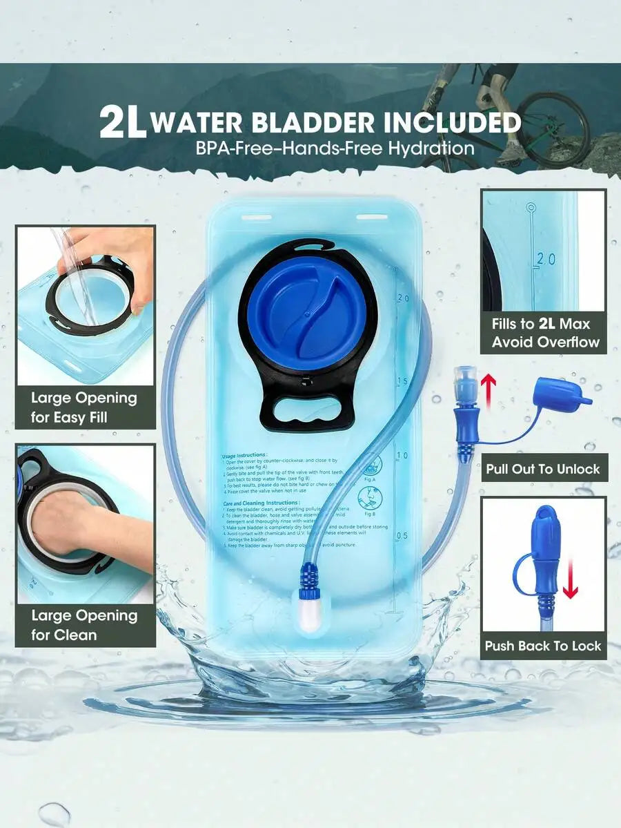 Hydration Backpack With 3.5L Hydration Bladder Lightweight Insulated 2L Hiking Backpack With Rain Cover For Men Women Water Back