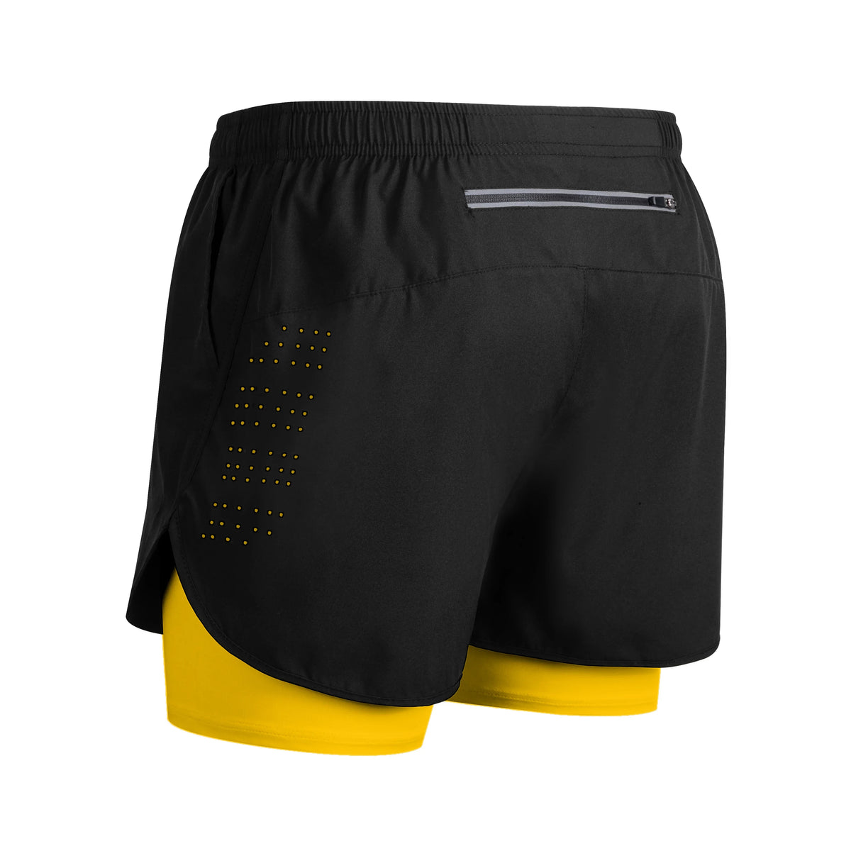 Men's Running Shorts Quick Dry Fitness Black Double Layer Sport Workout Training Bodybuilding Short Pants New