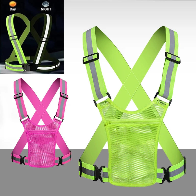 4 Colors Unisex Light High Visibility Safety Vest With Storage Bag Night Construction Cycling Traffic Coat Running Working