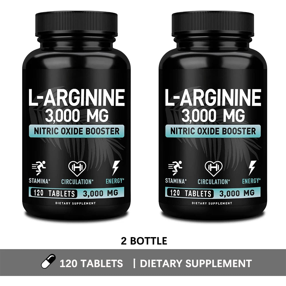 L Arginine 3000mg Capsules - 120 Capsules Nitric Oxide Supplement for Sport, Muscle and Energy - L-Arginine Nitric Oxide Booster