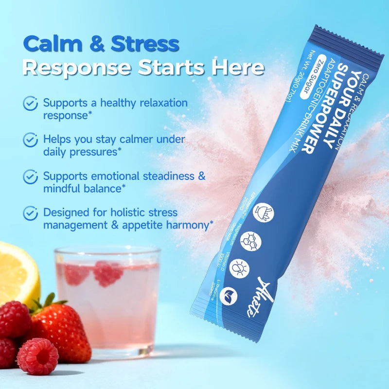 Ahete Adaptogenic Drink Mix Powder with Ashwagandha, Magnesium, L-Theanine - Stress Relief, Calm Focus, Sleep Support,Sugar-FREE