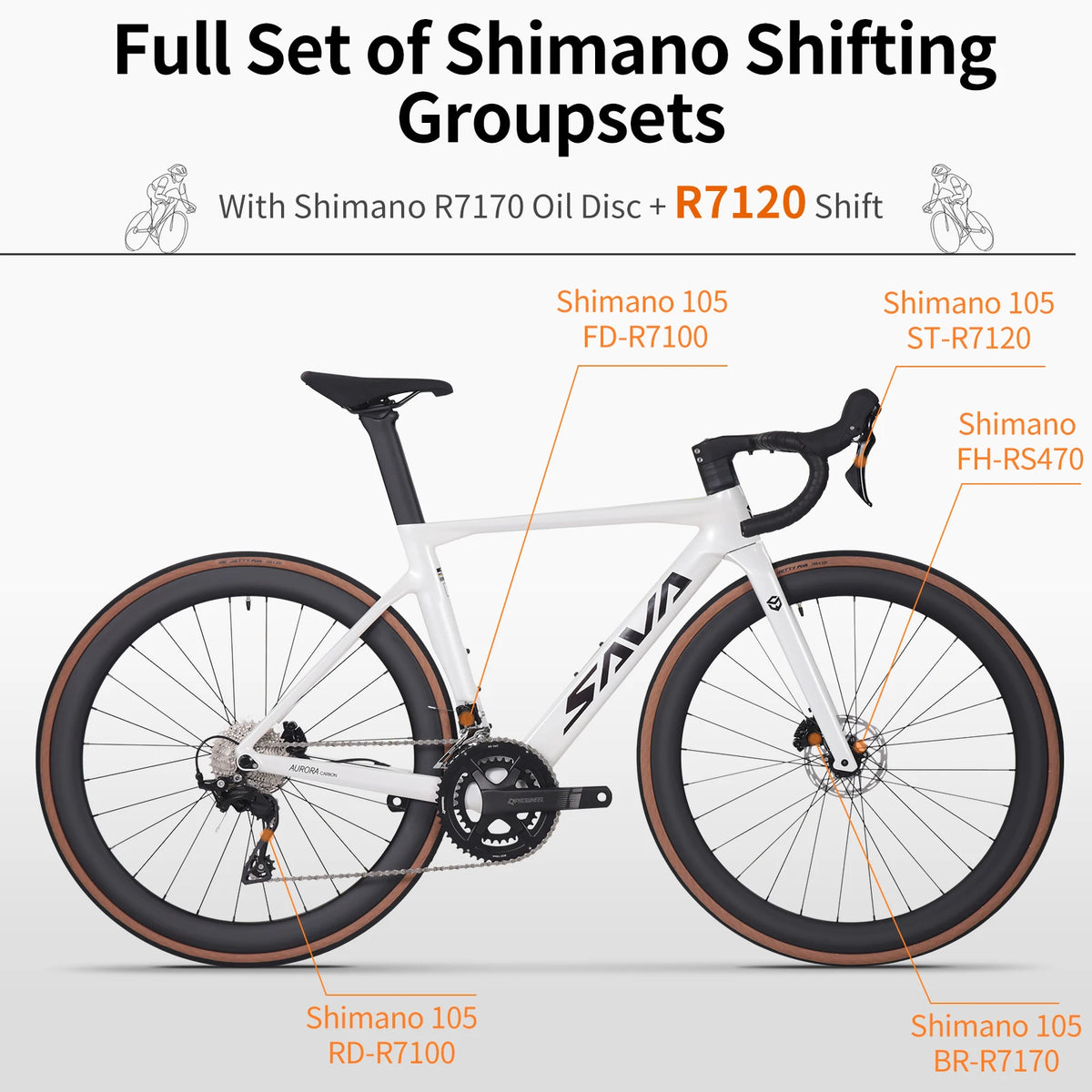 Ships from US SAVA R08-7120 24 Speed Road Bike full Carbon Road Bike with SHIMAN0 105 R7120 2*12 Group Sets