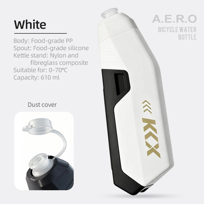KKX Aerodynamic Bicycle Water Bottle Bracket Set 610ml PP Material Cycling Water Kettle Squeeze Style MTB Road Bike Water Bottle