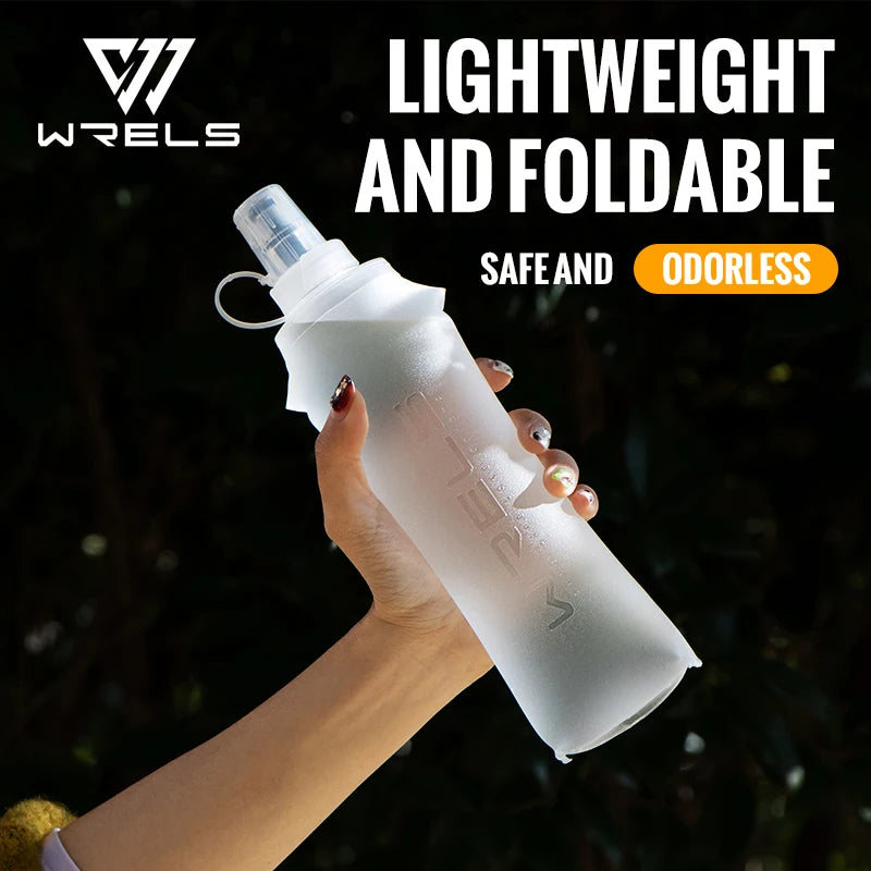WRELS Soft Flask Folding Collapsible Water Bottle TPU BPA Free Outdoor Sport Running Cycling Hydration Portable Water Bottle