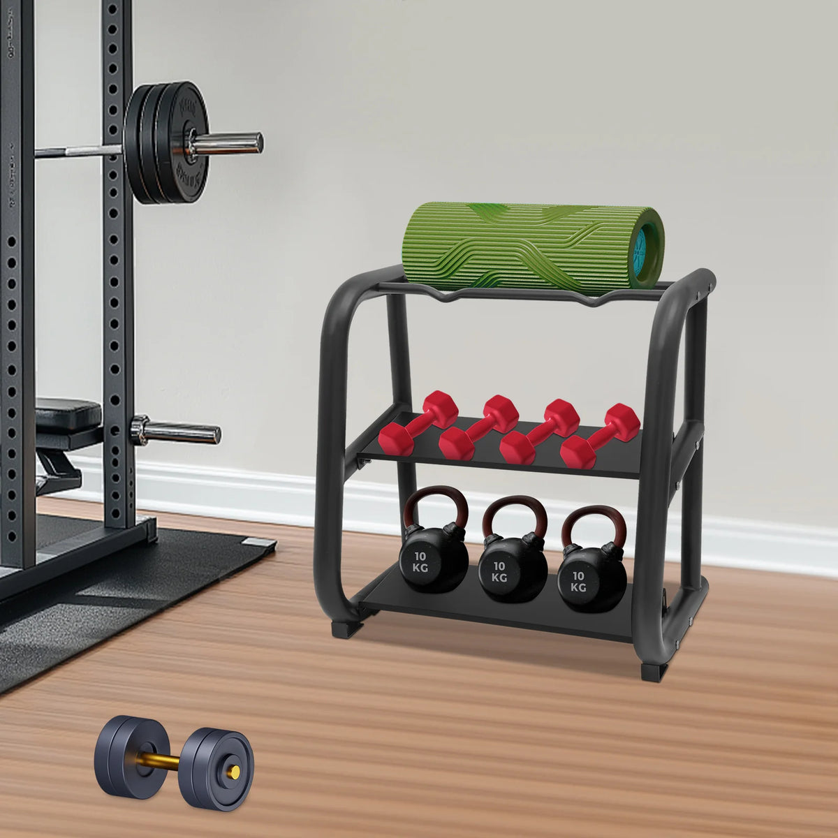 Dumbbell Rack, Dumbbell Stand, Kettlebell Storage Holder, T3 Steel 3-Tier Weight Organizer, Non-Slip Home Gym Equipment, Anti-Rust Coating, Reinforced 1.5mm Thick Tubes, Supports Dumbbells Barbells Kettlebells, Space Saving D