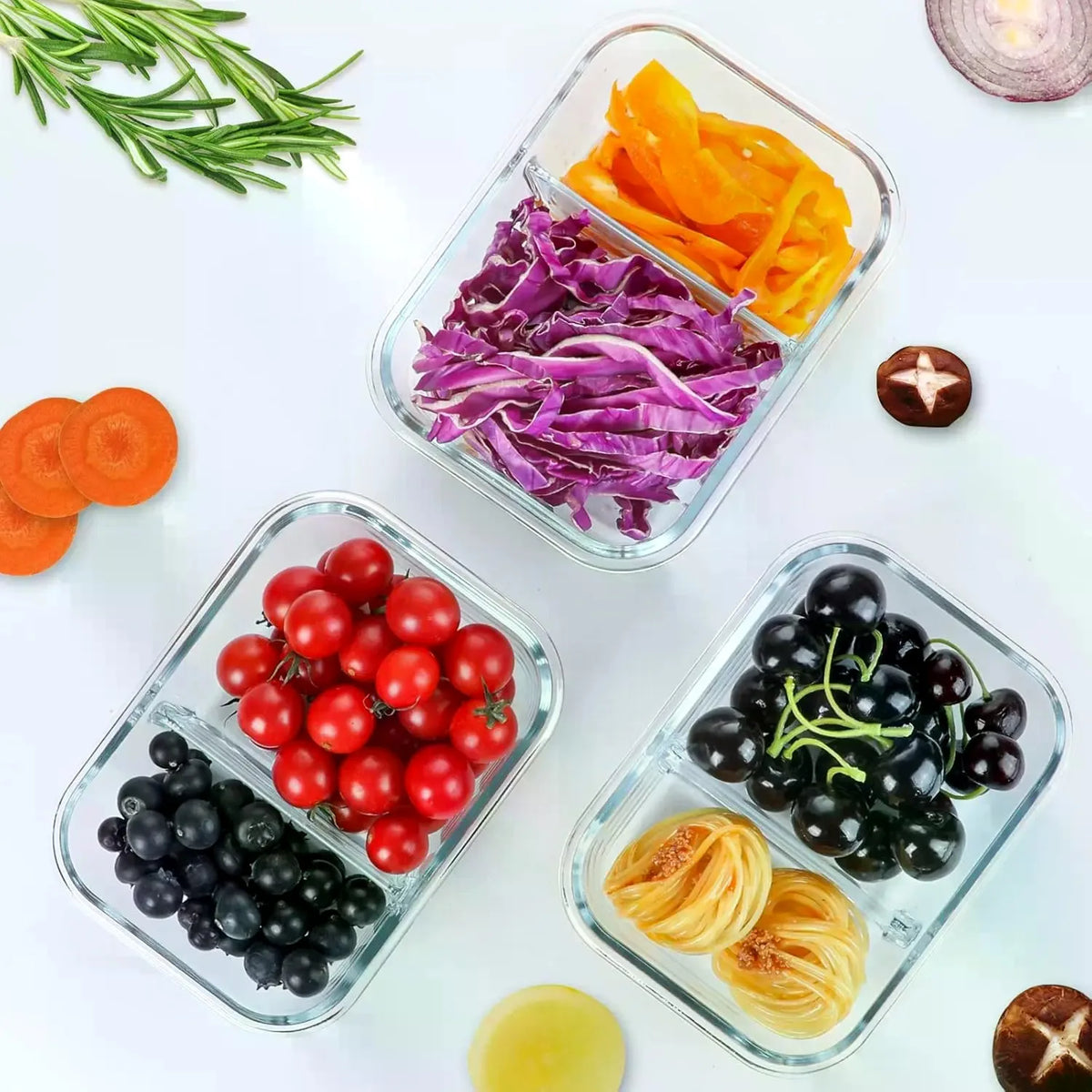 5-Pack Rectangular Borosilicate Glass Meal Prep Containers (36 oz, 8in×6.5in×3in) - Crystal-Clear, Stackable Airtight Leak-Proof Lids, Airtight Food Storage, Kitchen Accessories, Healthy Meals Prep, Dishwasher-Microwave-Ove