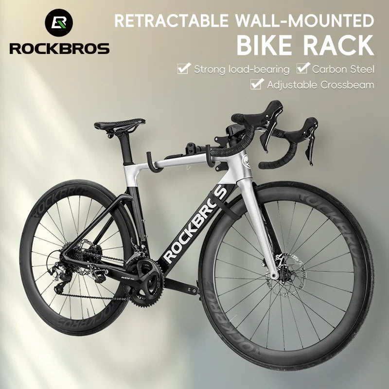 ROCKBROS Bike Rack Wall Mount Garage Home Adjustable Bicyle Rack Horizontal Bike Hook Thickened Reinforced MTB Road Bike Holder