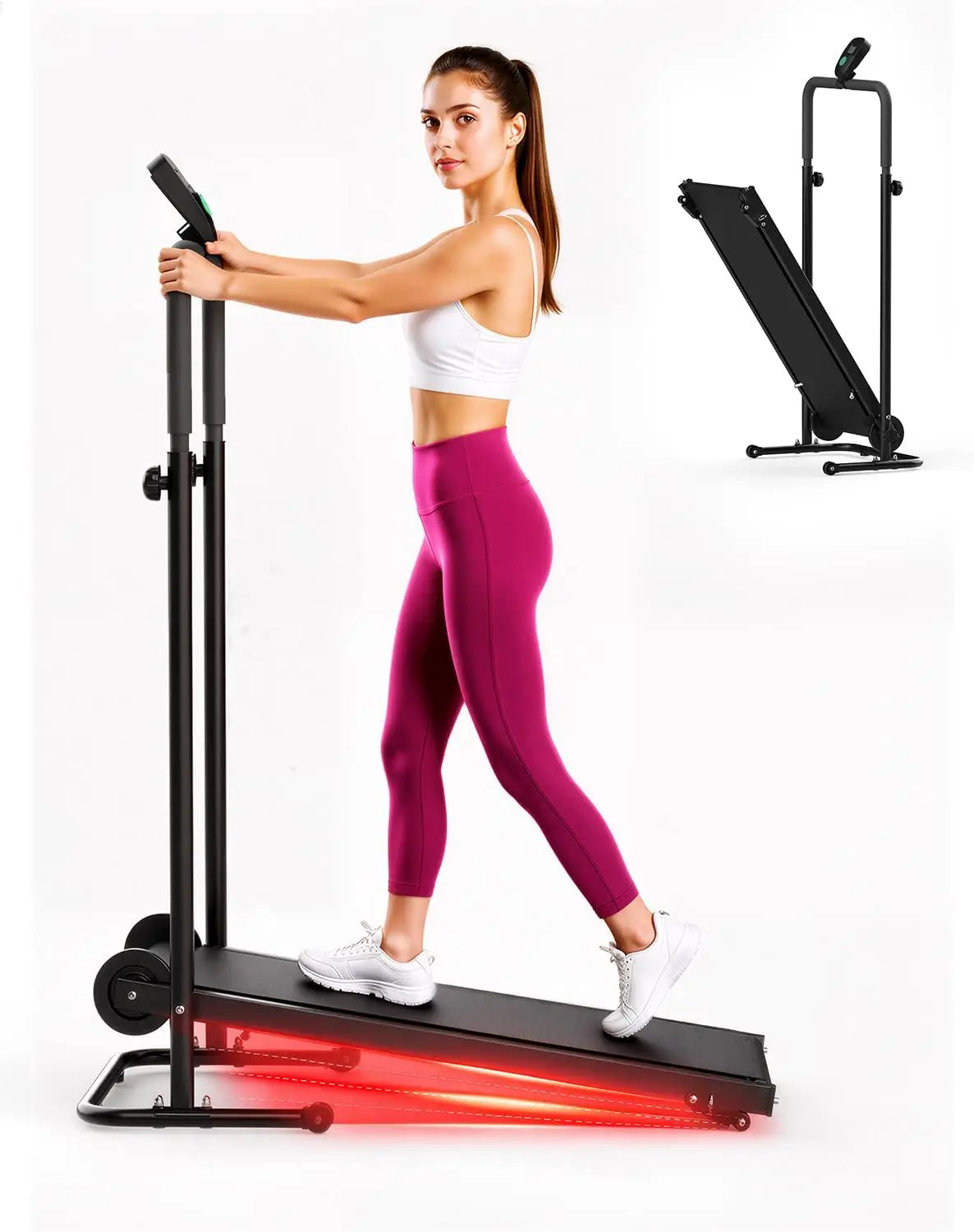 Manual Folding Treadmill with Dual Flywheels - Non-Electric, Compact Fitness Equipment for Home and Gym Workouts