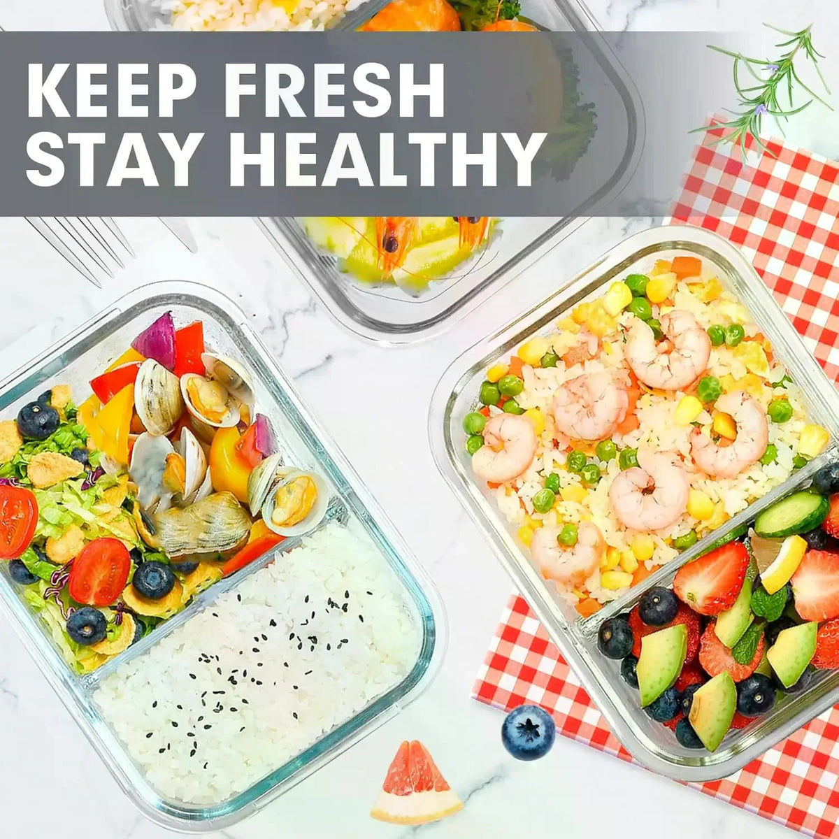 5-Pack Rectangular Borosilicate Glass Meal Prep Containers (36 oz, 8in×6.5in×3in) - Crystal-Clear, Stackable Airtight Leak-Proof Lids, Airtight Food Storage, Kitchen Accessories, Healthy Meals Prep, Dishwasher-Microwave-Ove