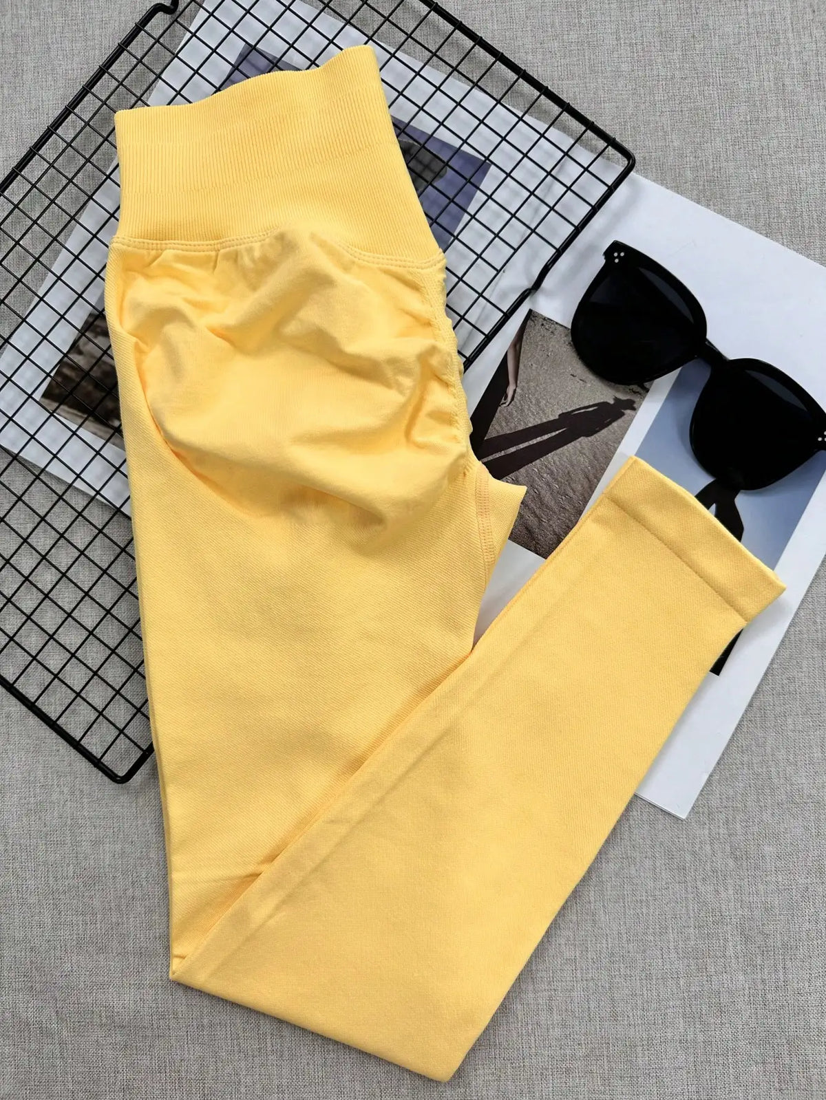 Women's Seamless Yoga Leggings, Tummy Control, Squat Proof, Gym Workout Tights, Butt Lifting Spring Sports Yellow Fall