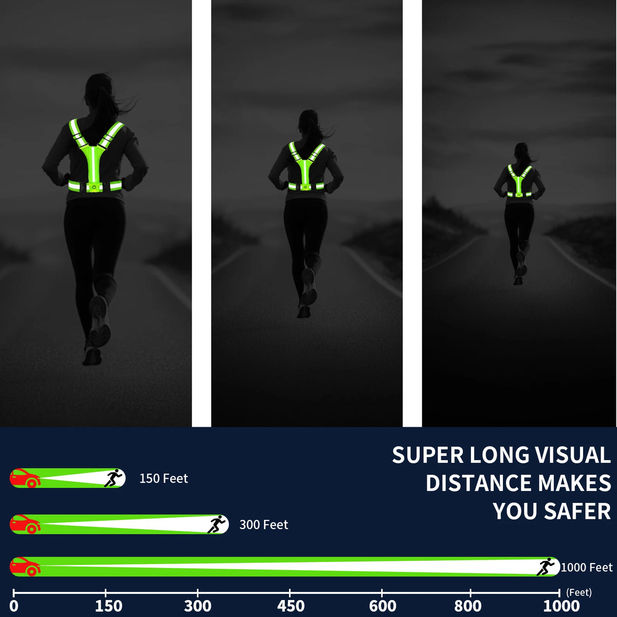 LED Running Vest USB Rechargeable Reflective Cycling Security Vest High Visibility Night Running Riding Clothing for Kids Adults