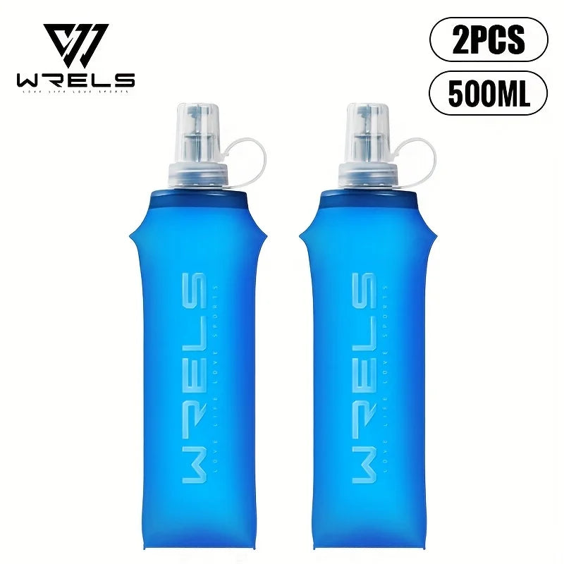 WRELS Soft Flask Folding Collapsible Water Bottle TPU BPA Free Outdoor Sport Running Cycling Hydration Portable Water Bottle
