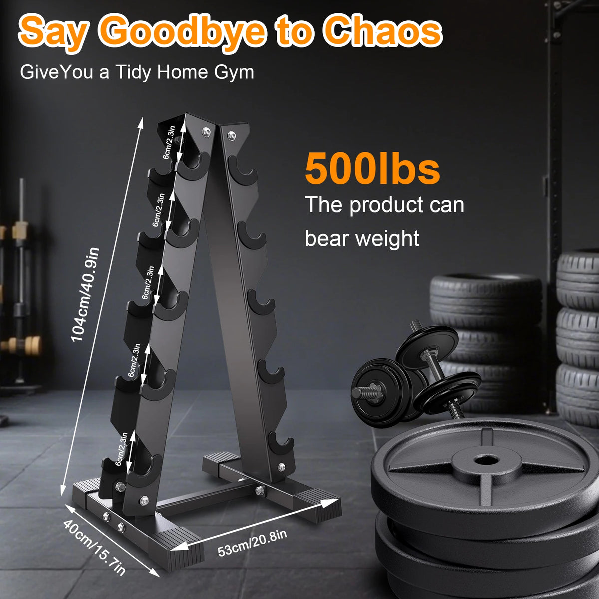 Dumbbell Rack Stand Only, Weight Rack for Dumbbells Compact A-Frame Home Gym Space Saver, 500 LBS Weight Capacity