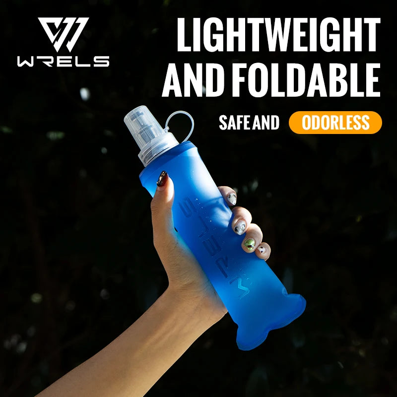 WRELS Soft Flask Folding Collapsible Water Bottle TPU BPA Free Outdoor Sport Running Cycling Hydration Portable Water Bottle