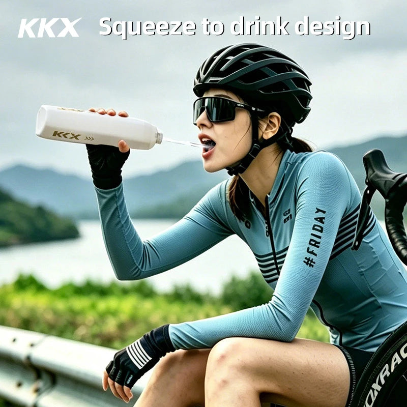 KKX Aerodynamic Bicycle Water Bottle Bracket Set 610ml PP Material Cycling Water Kettle Squeeze Style MTB Road Bike Water Bottle