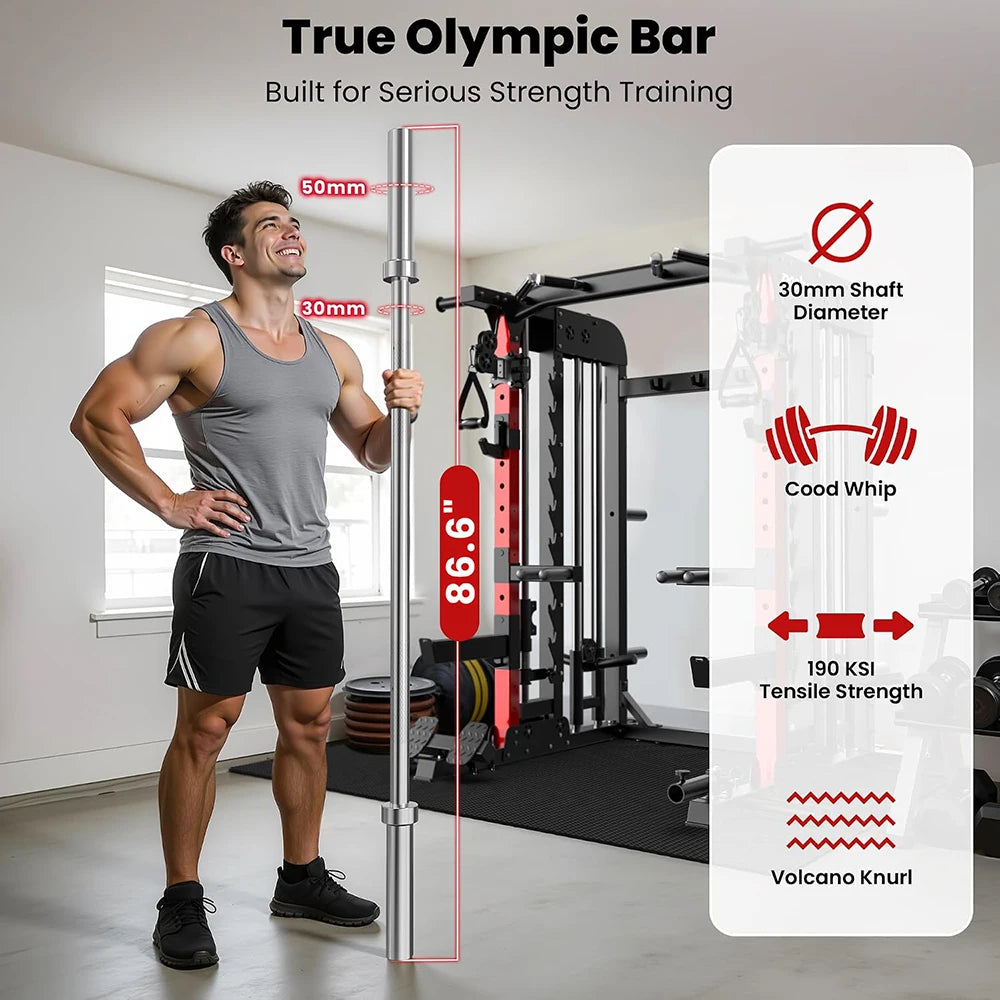 Power Cage with 2000LB Squat Rack Cable System | LAT Pulldown and Dual Pulley Cable Crossover with All-in-One Home Gym Machine, Adjustable Stations and Training Attachments
