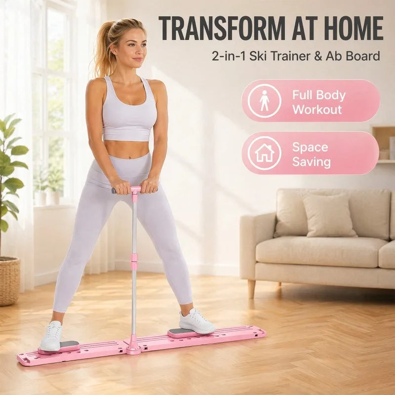 Adjustable Height Ski Machine Trainer, Foldable Pilates Board, Multifunctional Exercise Equipment For Leg Pelvic Floor Muscle Workout, Glute Training Device, Funny Fitness Equipment For Full Body Workout At Home, Christmas Gi