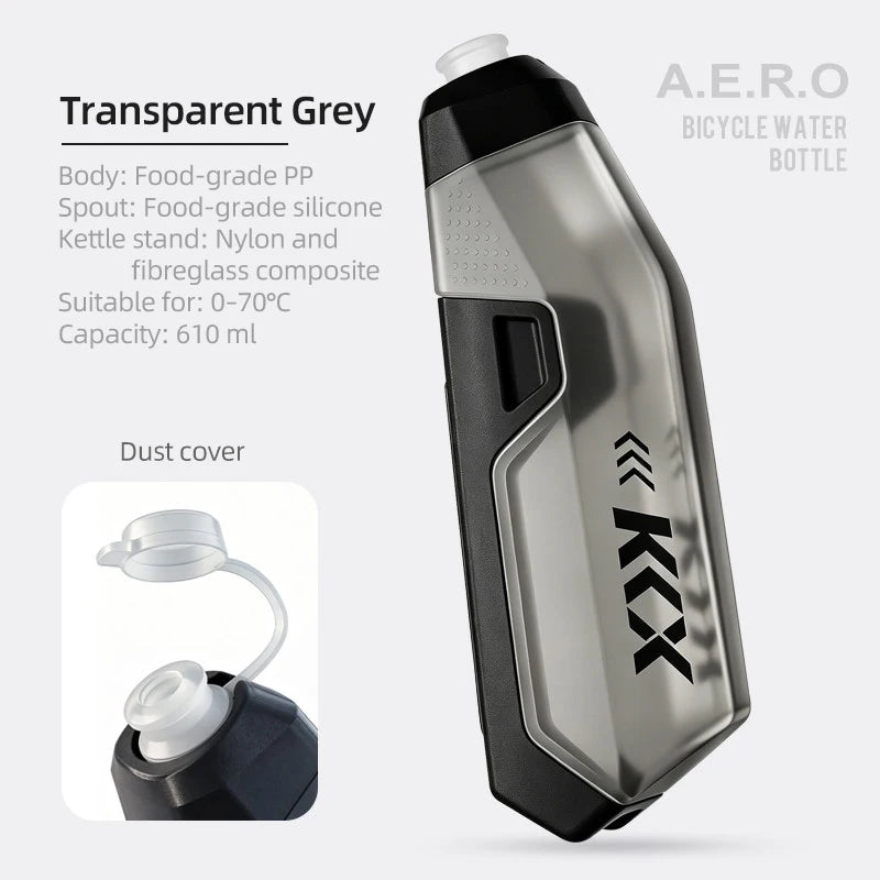 KKX Aerodynamic Bicycle Water Bottle Bracket Set 610ml PP Material Cycling Water Kettle Squeeze Style MTB Road Bike Water Bottle