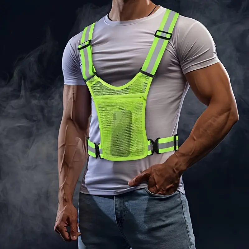 4 Colors Unisex Light High Visibility Safety Vest With Storage Bag Night Construction Cycling Traffic Coat Running Working
