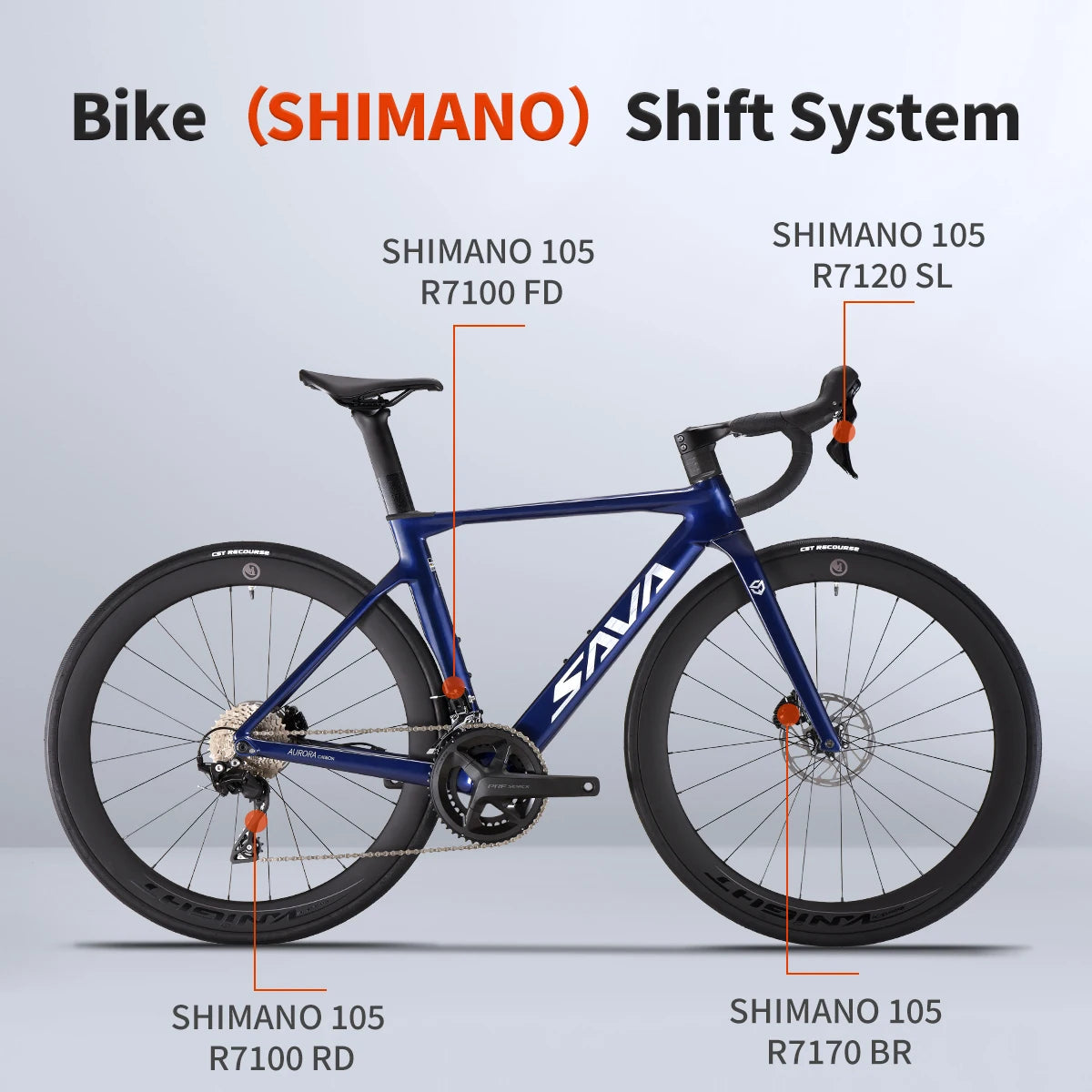 SAVA NEW A7L Carbon Road Bike, Adult Racing Bike, Equipped With Shimano 105 R7100, 24-Speed Hydraulic Brakes