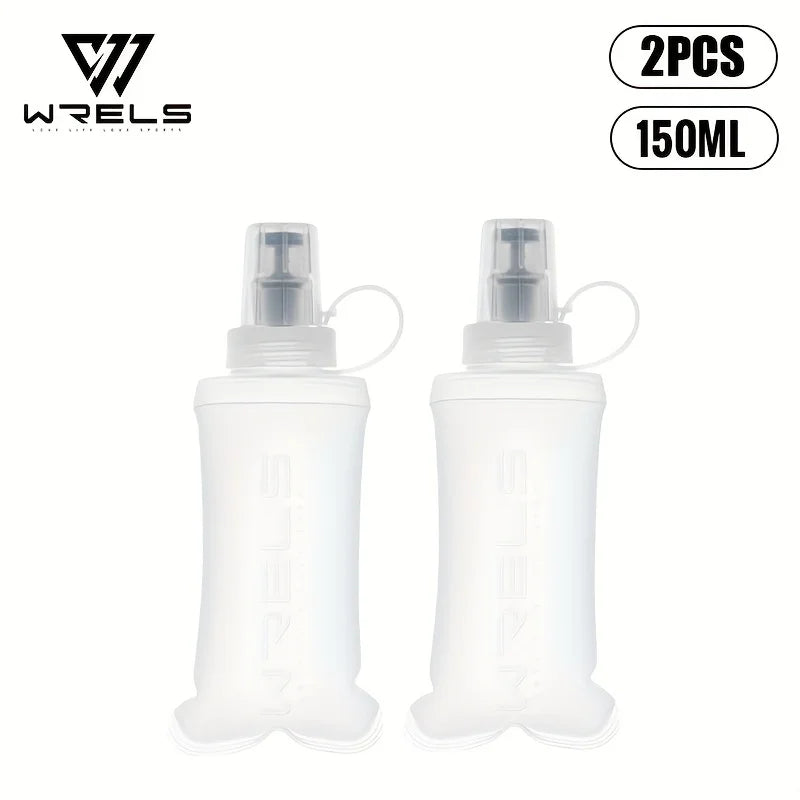 WRELS Soft Flask Folding Collapsible Water Bottle TPU BPA Free Outdoor Sport Running Cycling Hydration Portable Water Bottle