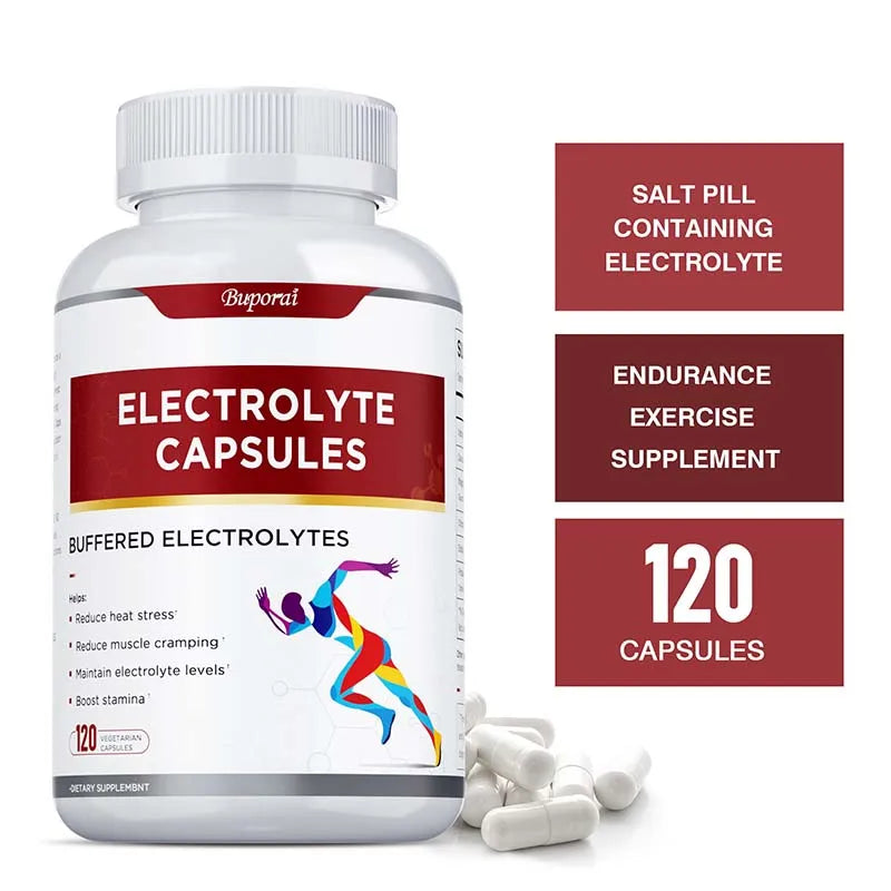 Electrolyte Capsules - Supports Electrolyte Balance, Relieves Stress, Supplements Sports Nutrition, Improves Endurance, Non-GMO
