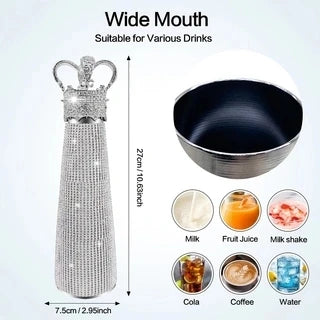 Bling Water Bottle Rhinestone Diamond Water Bottle Reusable Insulated Stainless Steel Bling Premium Aesthetic Gift