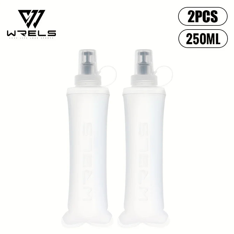 WRELS Soft Flask Folding Collapsible Water Bottle TPU BPA Free Outdoor Sport Running Cycling Hydration Portable Water Bottle