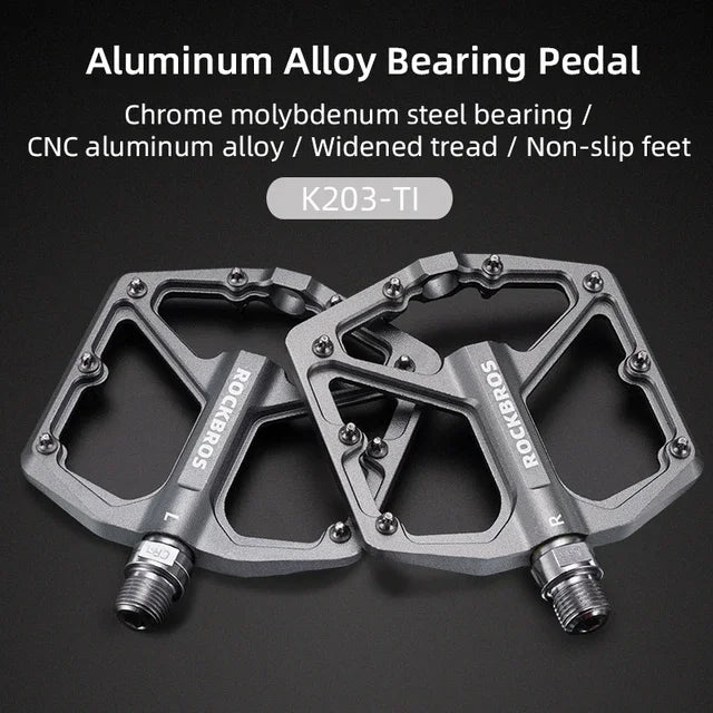 ROCKBROS Bike Pedals Aluminum Alloy MTB Road Anti-slip Ultralight Sealed Bearing One-piece Molding Anti-oxidation Bicycle Pedals