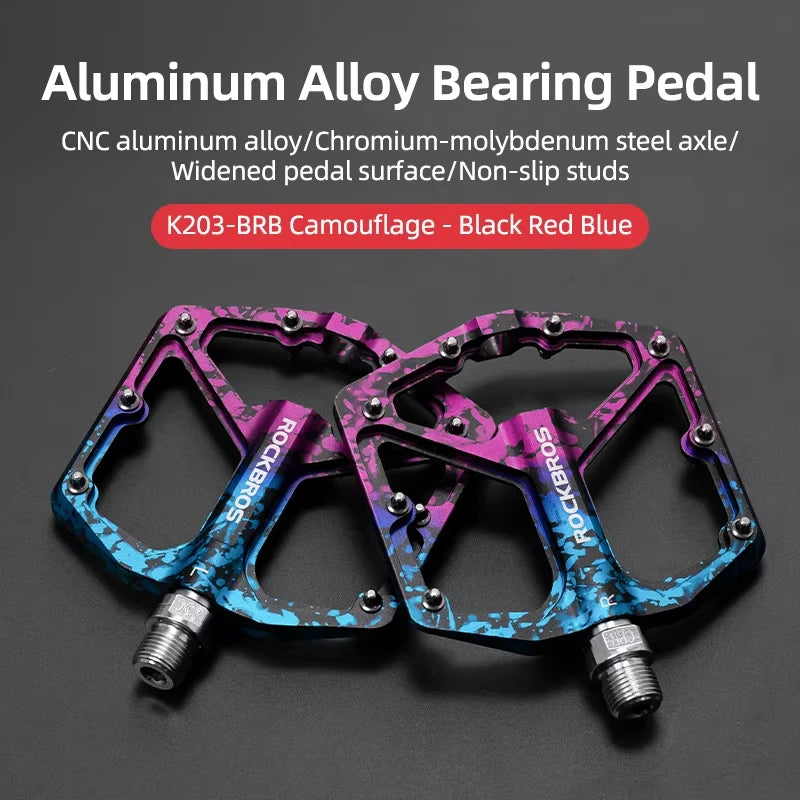 ROCKBROS Bike Pedals Aluminum Alloy MTB Road Anti-slip Ultralight Sealed Bearing One-piece Molding Anti-oxidation Bicycle Pedals