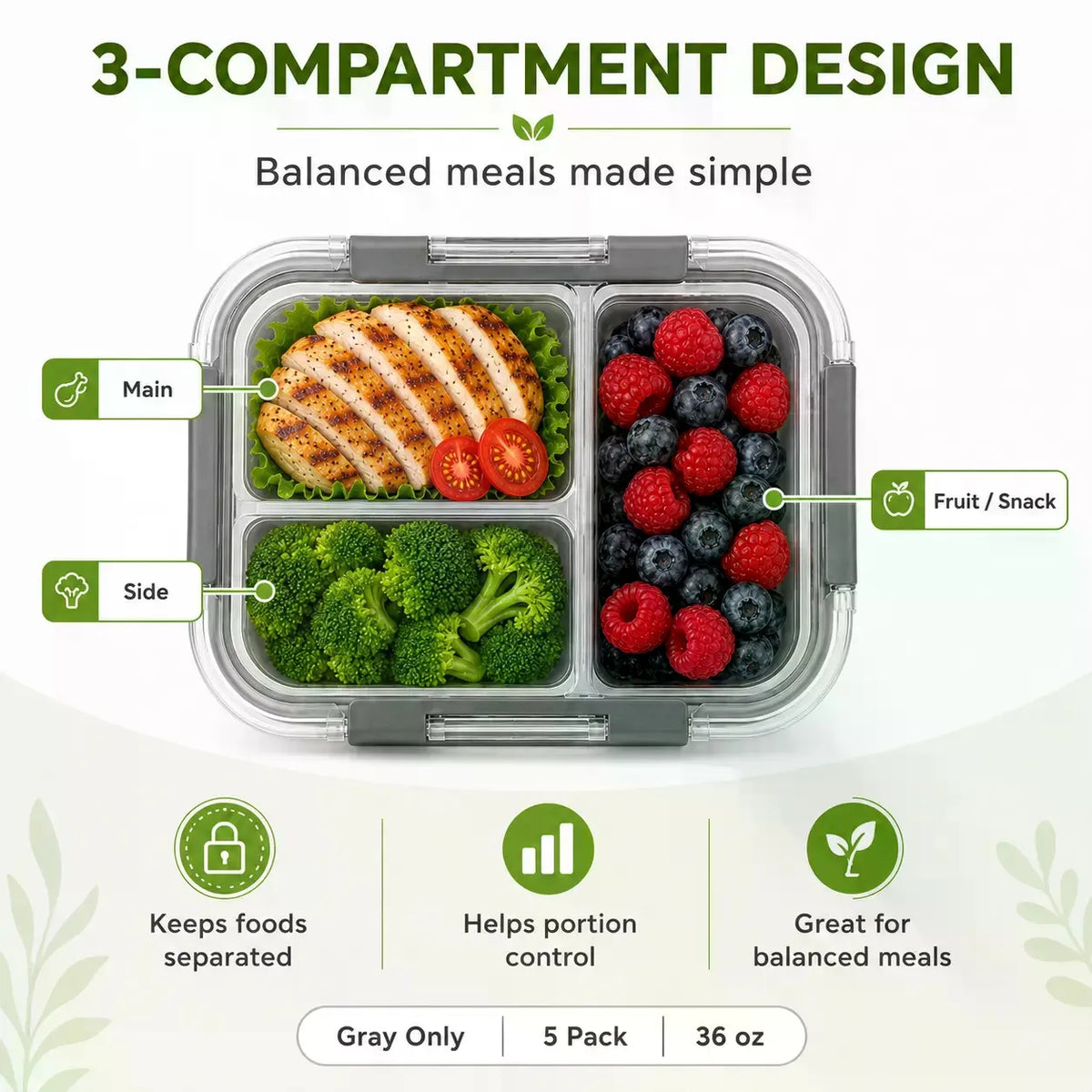 5-Pack Rectangular Borosilicate Glass Meal Prep Containers (36 oz, 8in×6.5in×3in) - Crystal-Clear, Stackable Airtight Leak-Proof Lids, Airtight Food Storage, Kitchen Accessories, Healthy Meals Prep, Dishwasher-Microwave-Ove