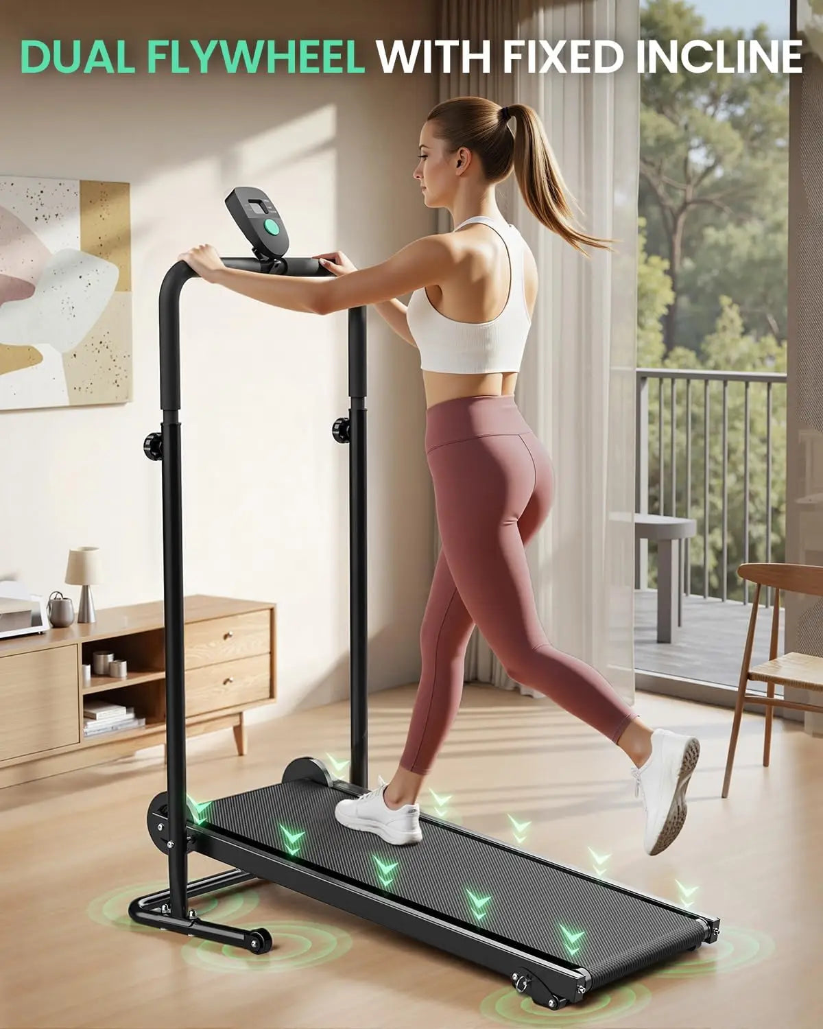 Manual Folding Treadmill with Dual Flywheels - Non-Electric, Compact Fitness Equipment for Home and Gym Workouts