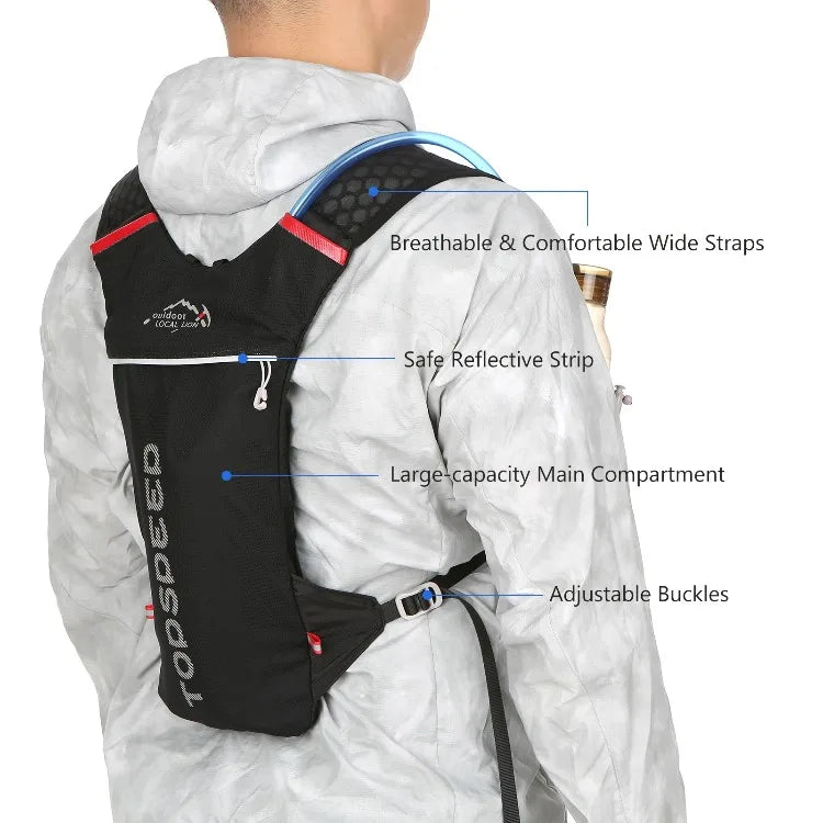 Sports hydrating vest Hydrating bag backpack with 2L water bag Ultra-light and breathable hydrating vest, suitable for outdoor running, riding, mountaineering and fishing