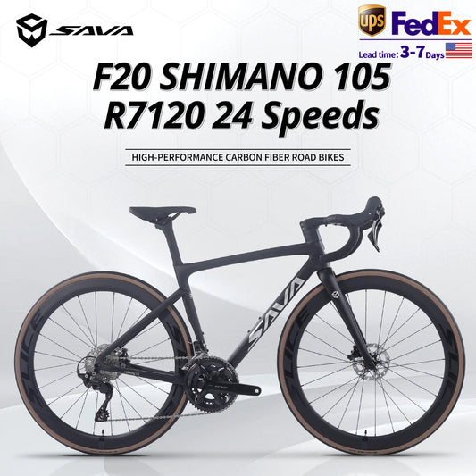 US Warehouse SAVA Carbon Fiber Road Bike F20 Carbon Fiber Racing Adult Bicycle Equipped With The Latest R7120 24-Speed