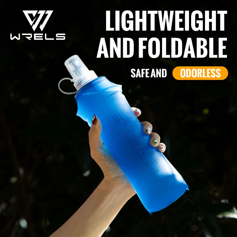 WRELS Soft Flask Folding Collapsible Water Bottle TPU BPA Free Outdoor Sport Running Cycling Hydration Portable Water Bottle