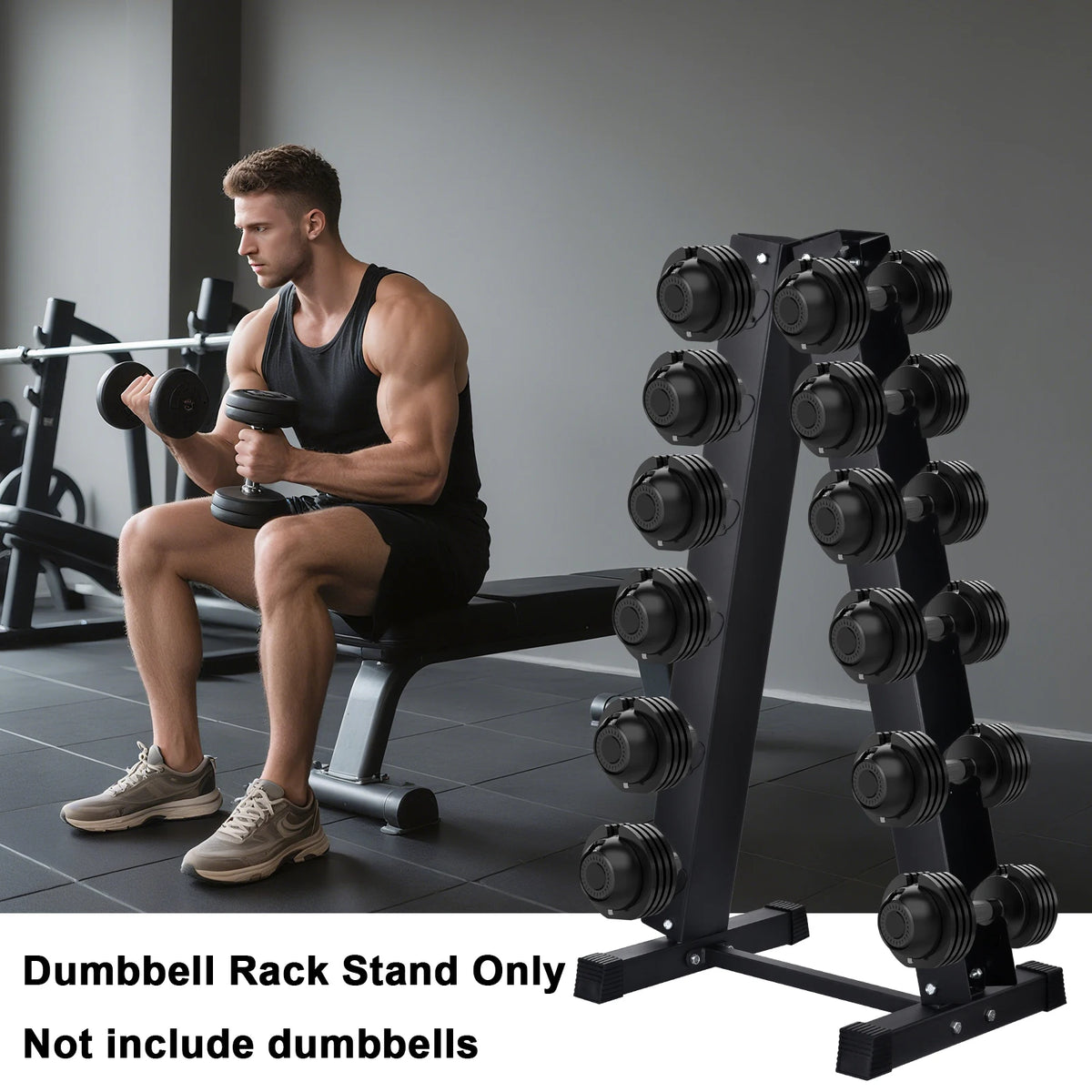 Dumbbell Rack Stand Only, Weight Rack for Dumbbells Compact A-Frame Home Gym Space Saver, 500 LBS Weight Capacity