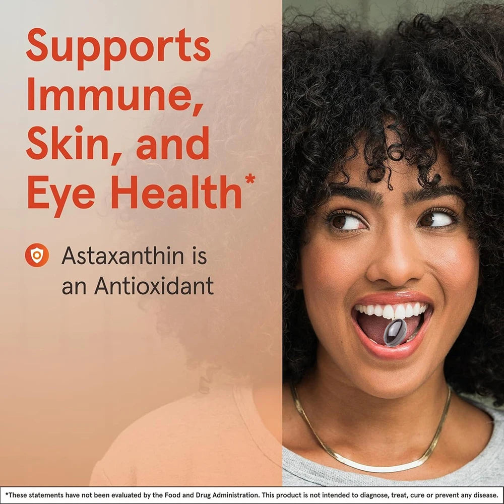 Astaxanthin 12mg Softgels - Astaxanthin Antioxidant Supplements Supports Eye, Joint, Skin & Circulation Health, Natural Tanning