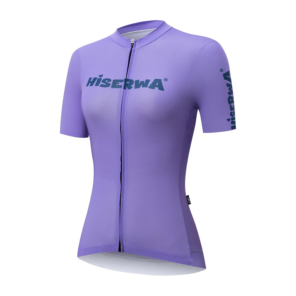 HISERWA Women Cylcing Jersey Summer High Quality Road Bicycle Jersey Short Sleeve YKK Zips Small Size Slim-Fit Breathable Shirts