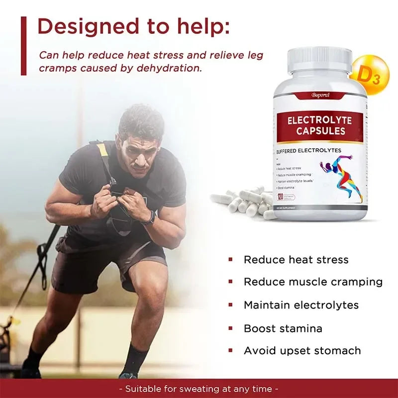 Electrolyte Capsules - Supports Electrolyte Balance, Relieves Stress, Supplements Sports Nutrition, Improves Endurance, Non-GMO