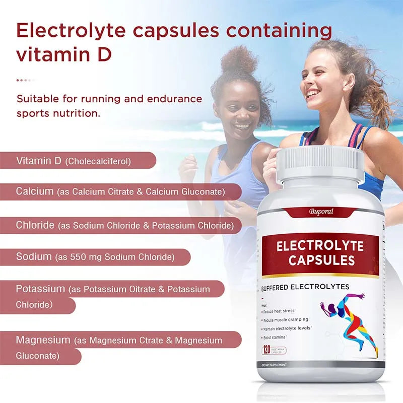 Electrolyte Capsules - Supports Electrolyte Balance, Relieves Stress, Supplements Sports Nutrition, Improves Endurance, Non-GMO